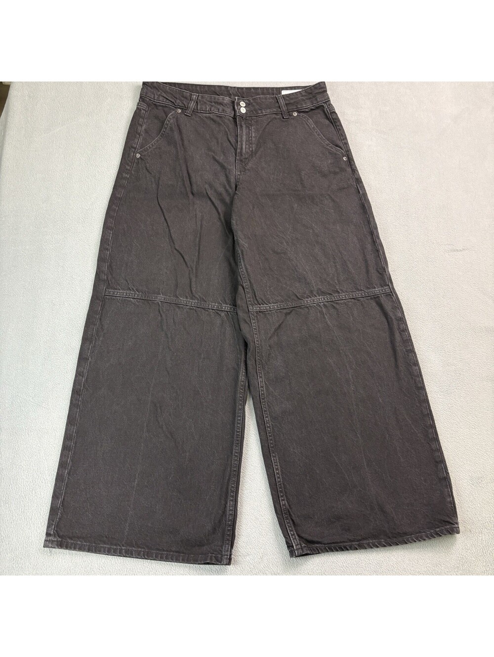 Gap Baggy Mid Rise Denim Jeans Women’s Size 12R (Fit 34x29 in) Black Wide Leg